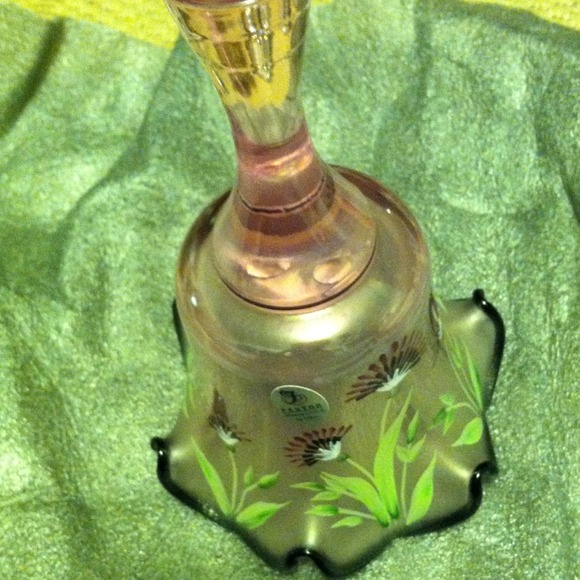 Fenton glass bell goblet pink hand painted decor - Picture 2 of 2