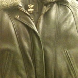 Black vintage leather jacket
