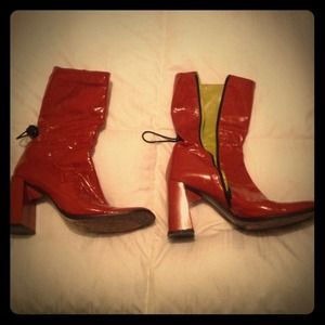 Gorgeous patent leather ankle boots made in Italy.