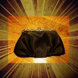 Black satin clutch