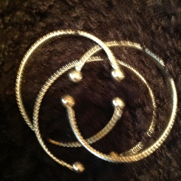Silver tone bangles