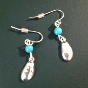 Silver/turquoise wire earrings