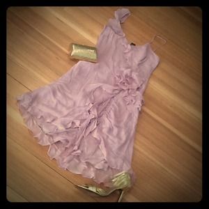 BCBGMaxAzria lilac ruffle dress 100% silk