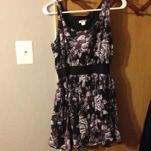 Large Black Dress w/ purple and white flowers.