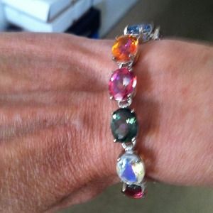 Multi-gemstone bracelet set in  silver. REDUCED!
