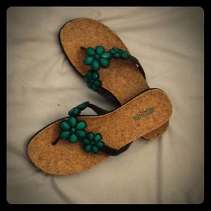 Kenneth Cole sandals, brown and green.