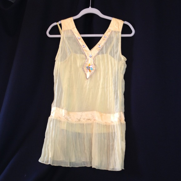 Bright yellow chiffon top 2 piece set