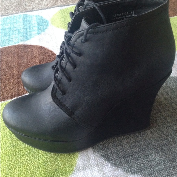 Shoes - Black Laceup Wedge Booties Shoes - Black Laceup Wedge Booties