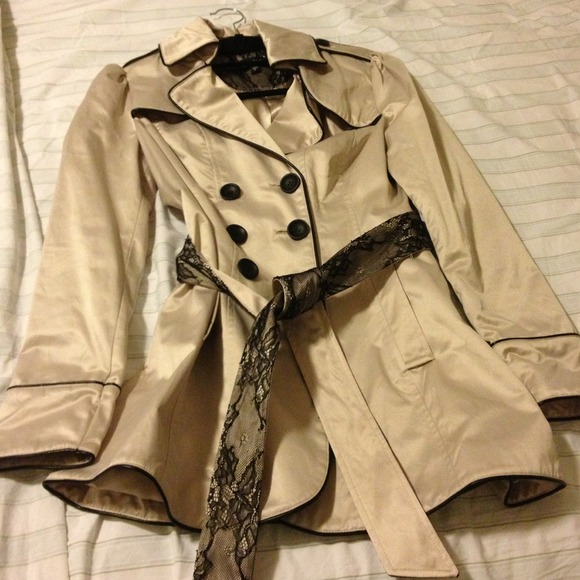 Bebe lace and satin trench coat Price Drop