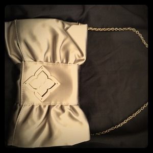 BCBG Champagne Satin Clutch