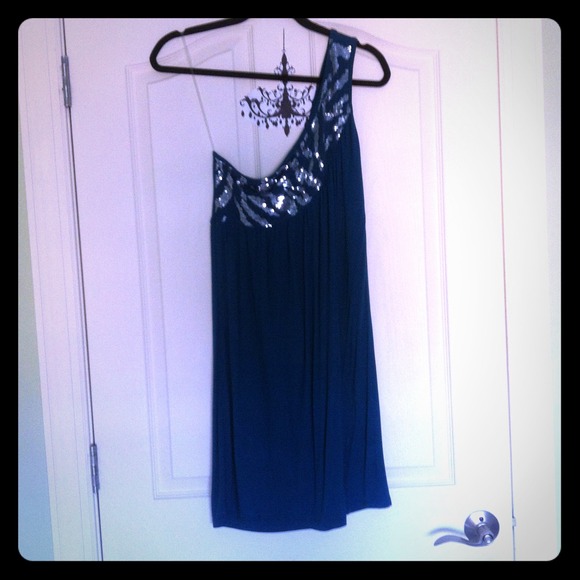 BCBG Dresses & Skirts - One shoulder turquoise and silver dress