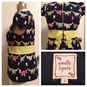 Nanette Lepore Tops - Embroidered Blue w/Green Nanette Lepore Top size 6 Nanette Lepore Tops - Embroidered Blue w/Green Nanette Lepore Top size 6