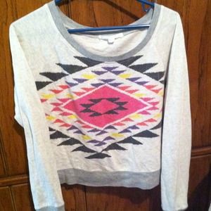 Long sleeved tribal print top.