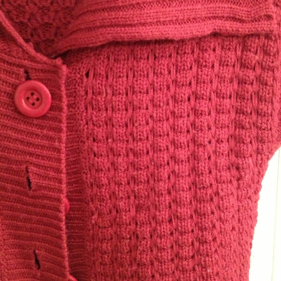 Raspberry colored button down sweater. - Picture 2 of 2