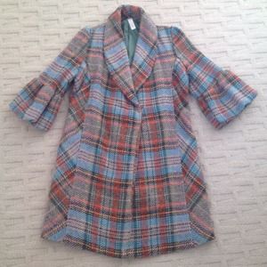 Orange/blue tweed coat