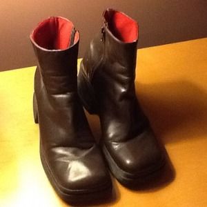 Brown leather boots with rubber sole