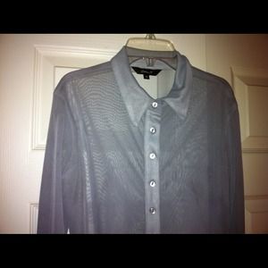 Gray Sheer button up blouse