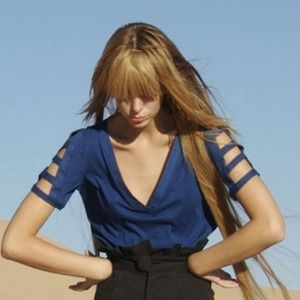 Eco friendly slit sleeve blue shirt. New