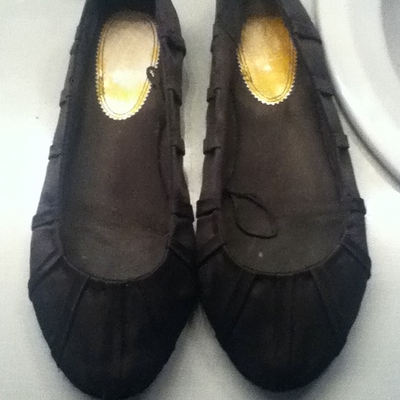 Black satin flats