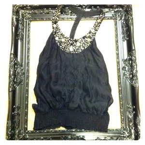 Just REDUCED Bebe black sparkly  100% silk  blouse