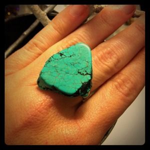 Turquoise slice Adjustable Ring