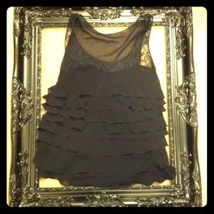 Express flirty ruffle lace and chiffon tank