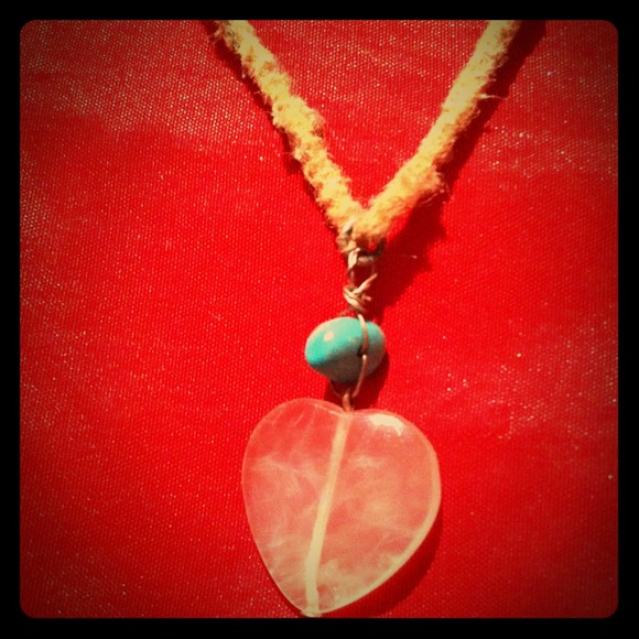 Natural hippie heart necklace with turquoise stone