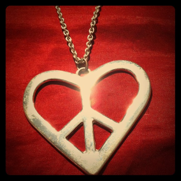 Peace sign heart necklace
