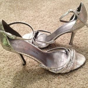 Marc Fisher silver metallic heels