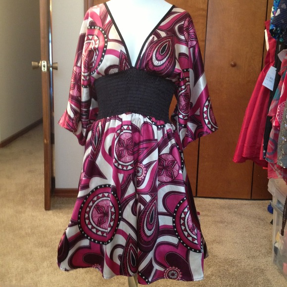Magenta print dress