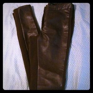 BNWT Chocolate brown leather skinnies!
