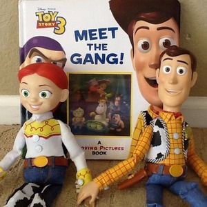 Sold********* toy story book plus woody and Jessie