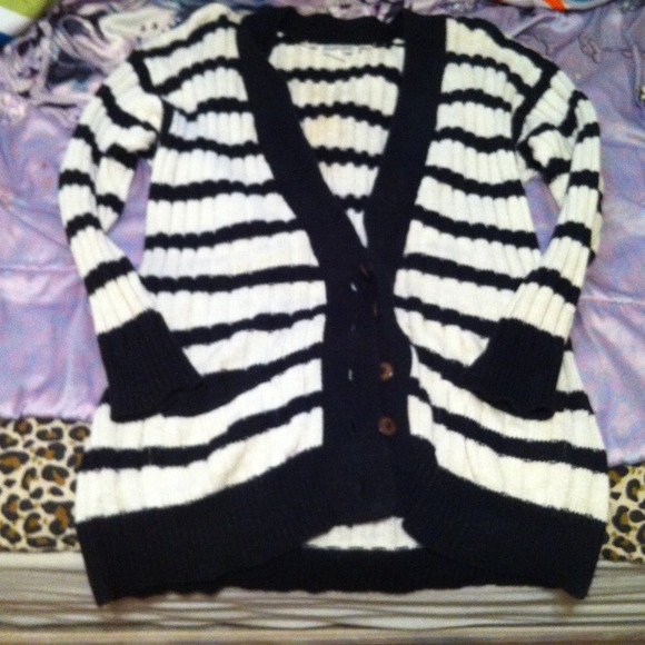 Long black and white cardigan