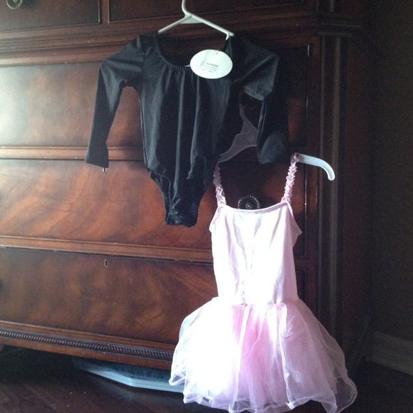 NEW Little Girls Black leotard/Pink leotard tutu.