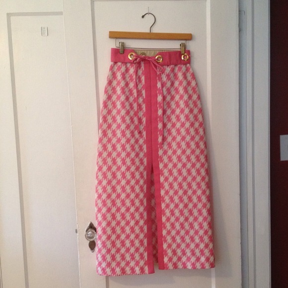 Vintage Hot Pink Houndstooth Patio Skirt