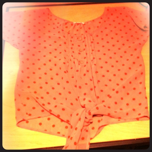Sheer pok-a-dot tie up shirt MINE branded