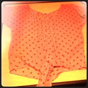 Sheer pok-a-dot tie up shirt MINE branded