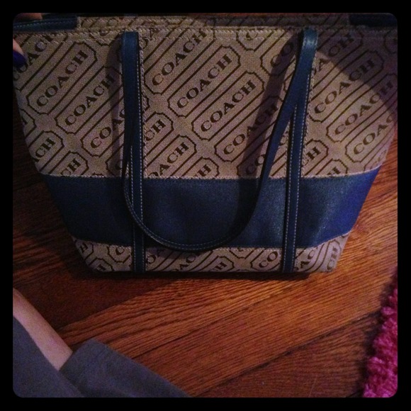 Hold! Reduced! Coach tote blue stripe