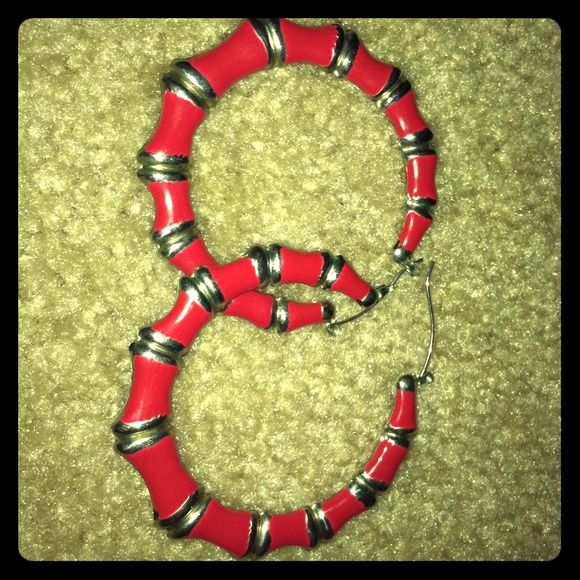Pink and silver bamboo hoops!