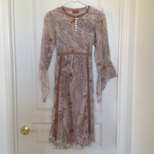 Beaded sheer light brown tone dress