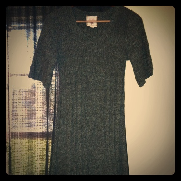 Knee length grey sweater dress