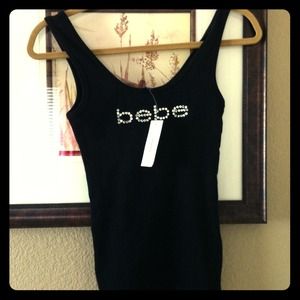 🔴🔴SOLD! 🔴🔴Pitch black BEBE cotton tank top