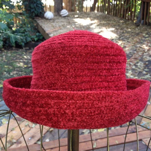 Betmar Red Chenille Hat (rolled brim)