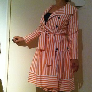 MAXMARA DOUBLE BREASTED ORANGE/WHITE NAUTICAL COAT