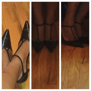 Black Strappy Pumps with Silver Trim✂✂✂REDUCED