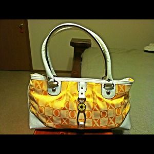 Yellow and White Handbag