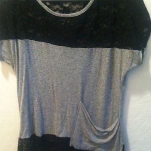 Black and grey lace top