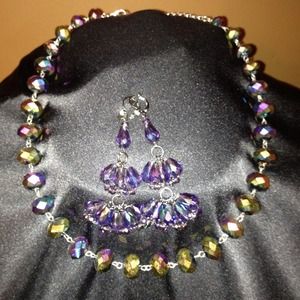 Iridescent necklace & earrings