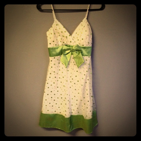 White & Green polka dot dress