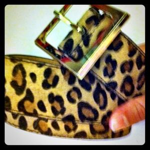 Leopard belt and black cc earrings bundle